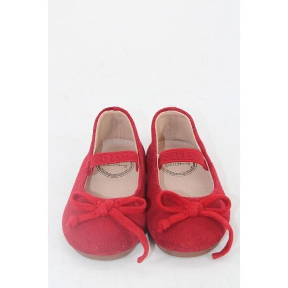 Sweet Honey Red Ballet Flats Suede Bow Toe Sz 4 Infant Shoes - Picture 4 of 10